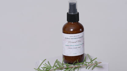 Asha Belle Beauty Botanical Mist with fresh rosemary, fenugreek and hibiscus ingredients