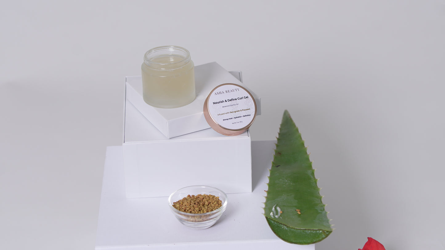 Asha Belle Beauty Nourish & Define Curl Gel for hydration, definition and frizz control